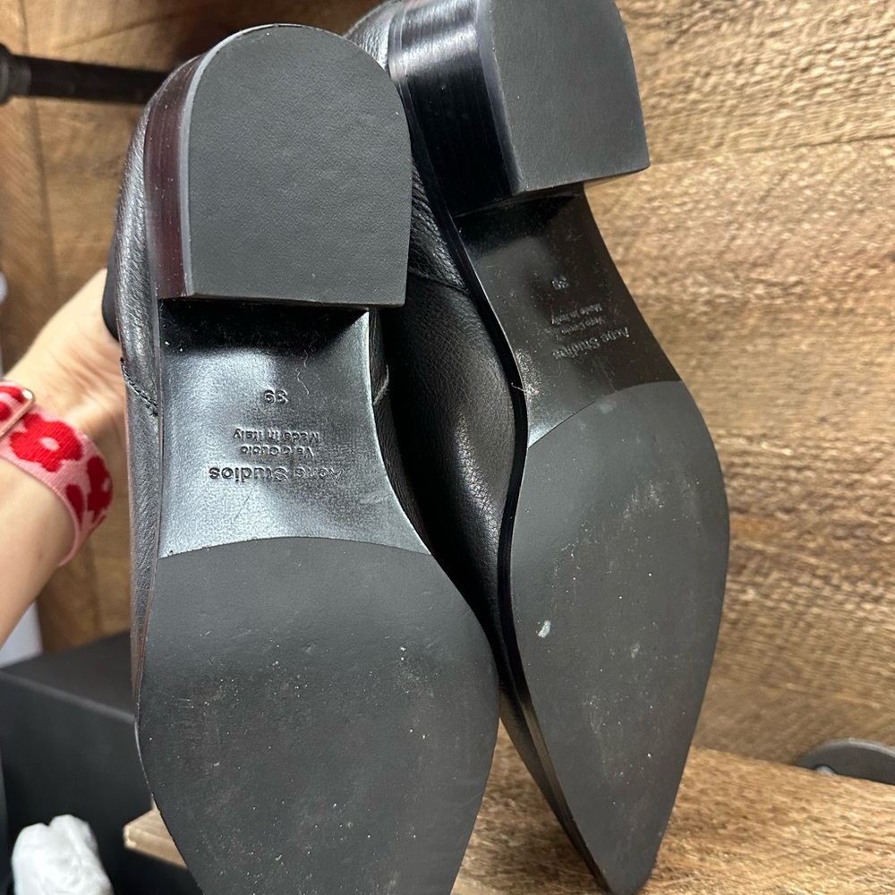Acne Studios Black Leather Pointed Toe Chelsea Boots – Size 39 (US 9) - Picture 5 of 6
